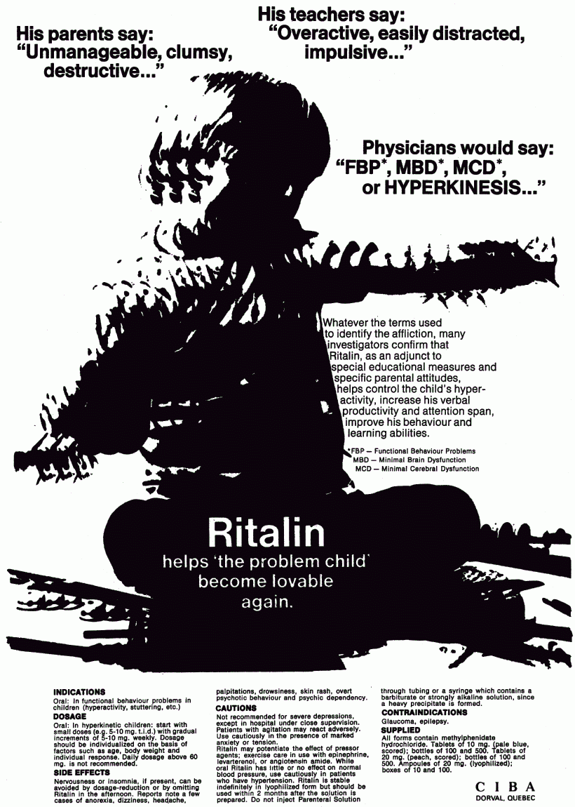 Whatever the terms used to identify the affliction, many investigators confirm that Ritalin helps control FBP, MBD, MCD and hyperkinesis in children.