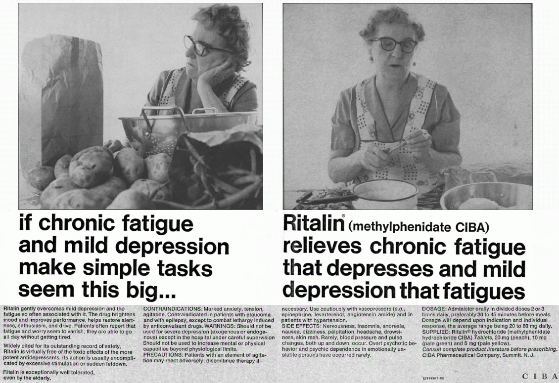 Ritalin relieves chronic fatigue that depresses and mild depression that fatigues
