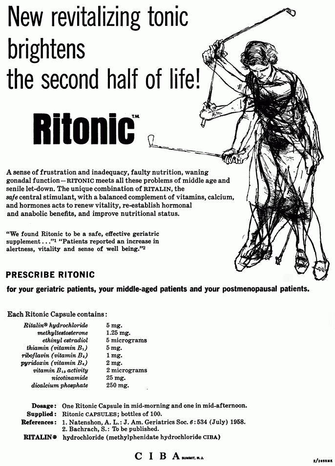 Patients reported an increase in alertness, vitality and sense of well being on Ritonic methylphenidate tonic.